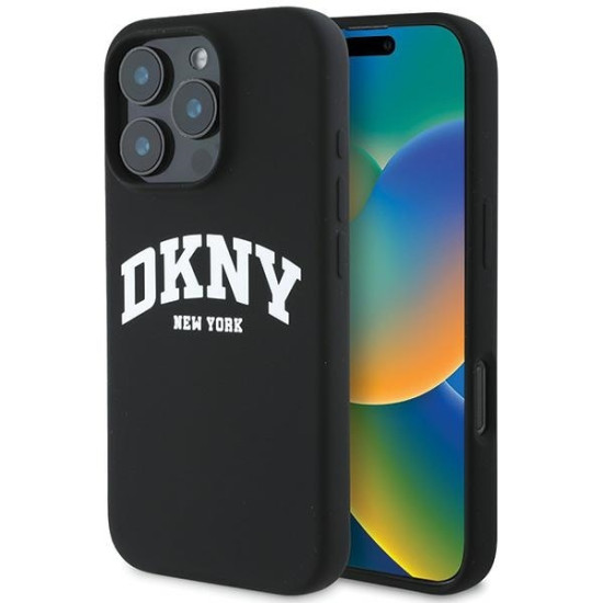 DKNY Liquid Silicone Arch Logo MagSafe Case for iPhone 16 Pro Max - Black Apple Cases Mobile