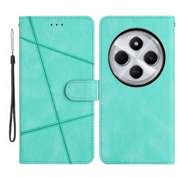 Θήκη Πορτοφόλι με Βάση Στήριξης (Όψη Δέρματος) με Γραμμές για Xiaomi Redmi 14C 4G / Poco C75 - Πράσινο