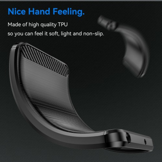 For Xiaomi 14T Pro Case Carbon Fiber Texture TPU Brushed Phone Cover - Black XIAOMI Cases Mobile