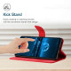 HT05 For Xiaomi 14T Pro Case Skin-Touch Lines PU Leather Flip Phone Cover - Red XIAOMI Cases Mobile