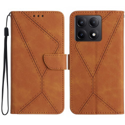 HT05 For Xiaomi 14T Pro Case Skin-Touch Lines PU Leather Flip Phone Cover - Brown HT05 For Xiaomi 14T Pro Case Skin-Touch Lines PU Leather Flip Phone Cover - Brown