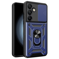 Υβριδική Θήκη με Πορτάκι Κάμερας και Δαχτυλίδι Κρατήματος για Samsung Galaxy S24 FE - Μπλε