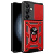 For Samsung Galaxy S24 FE Case PC+TPU Kickstand Phone Cover with Slide Camera Lid - Red Samsung Cases Mobile