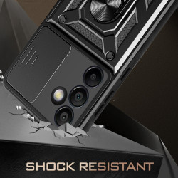 Υβριδική Θήκη με Πορτάκι Κάμερας και Δαχτυλίδι Κρατήματος για Samsung Galaxy S24 FE - Κόκκινο