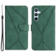 HT05 For Samsung Galaxy S24 FE Case Leather Magnetic Clasp Wallet Flip Phone Cover - Green Samsung Cases Mobile