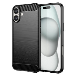 Θήκη Σιλικόνης TPU Carbon Fiber για iPhone 16 Plus - Μαύρο