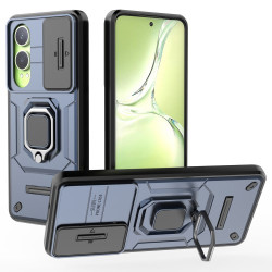For OnePlus Nord CE4 Lite 5G / Oppo K12x 5G (China) Case Kickstand PC+TPU Phone Shell with Lens Cover - Blue For OnePlus Nord CE4 Lite 5G / Oppo K12x 5G (China) Case Kickstand PC+TPU Phone Shell with Lens Cover - Blue