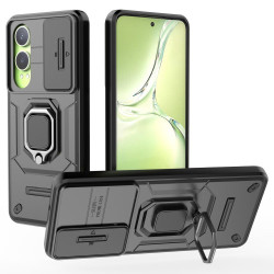 For OnePlus Nord CE4 Lite 5G / Oppo K12x 5G (China) Case Kickstand PC+TPU Phone Shell with Lens Cover - Black For OnePlus Nord CE4 Lite 5G / Oppo K12x 5G (China) Case Kickstand PC+TPU Phone Shell with Lens Cover - Black
