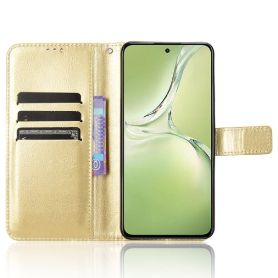 For OnePlus Nord CE4 Lite 5G / Oppo K12x 5G (China) Phone Cases Wholesale Shockproof Leather Flip Cover - Gold OnePlus Mobile Cases