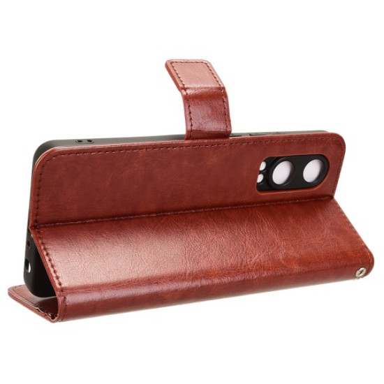 For OnePlus Nord CE4 Lite 5G / Oppo K12x 5G (China) Phone Cases Wholesale Shockproof Leather Flip Cover - Brown OnePlus Mobile Cases