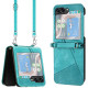 For Samsung Galaxy Z Flip6 5G Case Triangle Patterns PU Leather Hard PC Crossbody Phone Cover - Green Samsung Cases Mobile