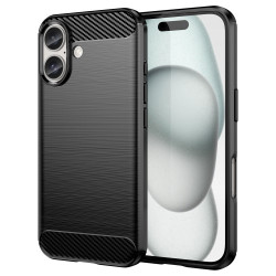 Θήκη Σιλικόνης TPU Carbon Fiber για iPhone 16 - Μαύρο