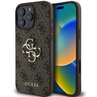 Guess PU 4G Metal Logo Case for iPhone 16 Pro - Brown