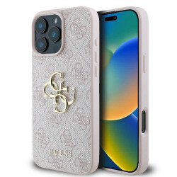 Guess PU 4G Metal Logo Case for iPhone 16 Pro Max - Pink Guess PU 4G Metal Logo Case for iPhone 16 Pro Max - Pink