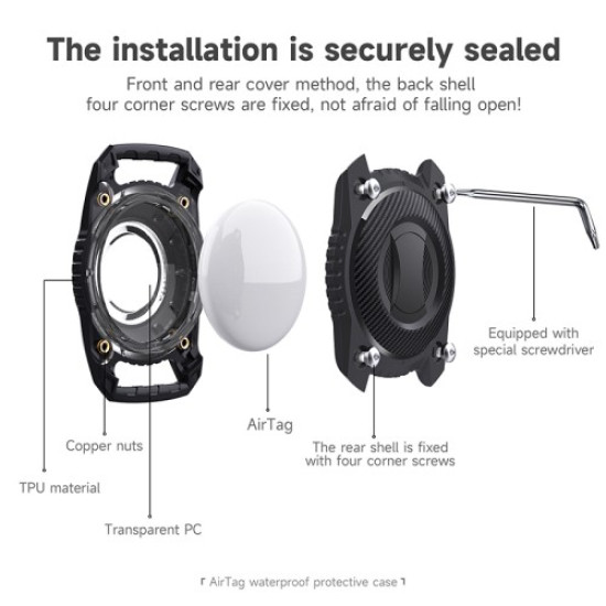 For Apple AirTag Locator Waterproof Protective Case Pet Collar Tracker TPU Cover - Black Gadgets - Toys - Hobby