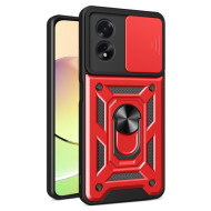 For Oppo A38 4G Case PC+TPU Anti-fall Kickstand Phone Cover with Slide Lens Lid - Red