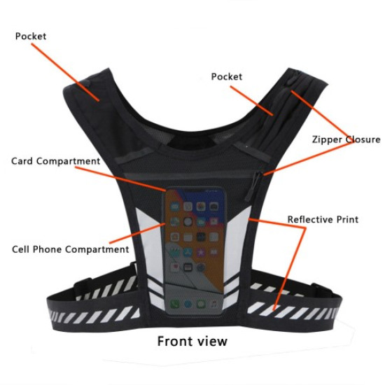 2205 Running Vest Chest Phone Holder Adjustable Waistband Reflective Training Workout Gear with Mesh Pocket Gadgets - Toys - Hobby