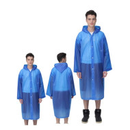 EVA Raincoat Windproof Reusable Unisex Rain Poncho with Hat Hood - Dark Blue