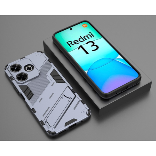 For Xiaomi Redmi 13 4G Case PC+TPU Shockproof Protective Phone Cover with Kickstand - Grafit XIAOMI Cases Mobile