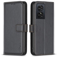 BINFEN COLOR BF17 For TCL 50 SE Case PU Leather Wallet Phone Cover Folding Stand - Black