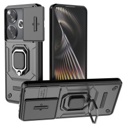 Υβριδική Θήκη με Πορτάκι Κάμερας και Δαχτυλίδι Κρατήματος για Xiaomi Poco F6 5G / Turbo 3 5G - Μαύρο