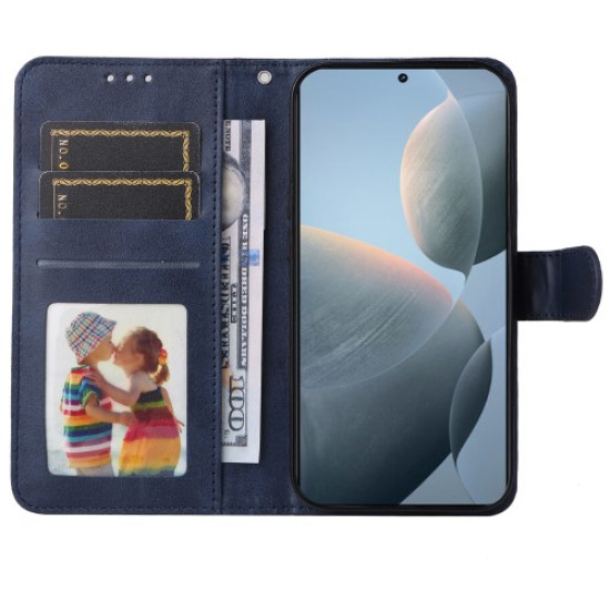 Θήκη Πορτοφόλι με Βάση Στήριξης (Όψη Δέρματος) για Xiaomi Poco F6 Pro 5G / Redmi K70 5G / K70 Pro 5G - Μπλε XIAOMI Θήκες Κινητών