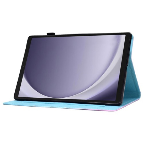 For Samsung Galaxy Tab A9+ PU Leather Case Pattern Printing Smart Tablet Cover with Pencil Holder - Blue Sky Samsung Cases Mobile Tablet