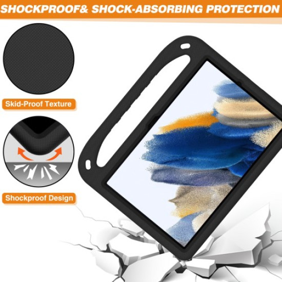 For Samsung Galaxy Tab A9+ Case Handle Design EVA Tablet Cover with Kickstand - Black Samsung Cases Mobile Tablet
