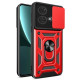 For Motorola Edge 40 Neo 5G Case Slide Lens Lid PC+TPU Kickstand Mobile Phone Cover - Red Motorola Cases Mobile