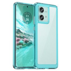 Θήκη Σιλικόνης TPU Περιμετρικά με Σκληρή Διάφανη Πλάτη για Motorola Edge 40 Neo 5G - Γαλαζοπράσινο