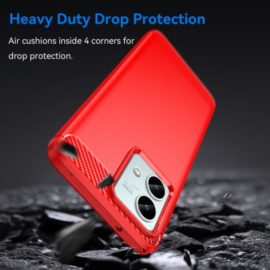 For Motorola Moto G84 5G Case TPU Shell Phone Cover with Carbon Fiber Texture - Red Motorola Cases Mobile