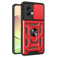 For Motorola Moto G84 5G Case Slide Lens Lid PC+TPU Kickstand Cell Phone Cover - Red Motorola Cases Mobile