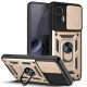 For Motorola Edge 30 Neo 5G  /  Edge 30 Lite Fall Prevention PC + TPU Hybrid Cover with Ring Kickstand Phone Case with Slide Camera Protector - Gold Motorola Cases Mobile