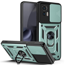 Υβριδική Θήκη με Πορτάκι Κάμερας και Δαχτυλίδι Κρατήματος για Motorola Edge 30 Neo 5G /  Edge 30 Lite - Πράσινο