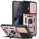 For Motorola Edge 30 Neo 5G  /  Edge 30 Lite Fall Prevention PC + TPU Hybrid Cover with Ring Kickstand Phone Case with Slide Camera Protector - Rose Gold Motorola Cases Mobile
