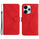 HT05 For Xiaomi Redmi 13 4G Case Card Holder Leather Phone Cover Lines Imprinted - Red XIAOMI Cases Mobile