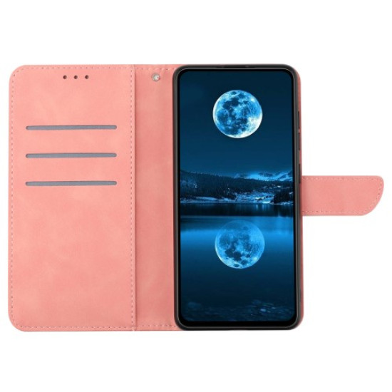 Θήκη Πορτοφόλι με Βάση Στήριξης (Όψη Δέρματος) με Γραμμές για Xiaomi Redmi 13 4G - Ροζ XIAOMI Θήκες Κινητών