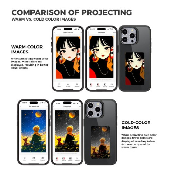 For iPhone 14 Pro Max E Ink Phone Case 4-Color Display DIY Pattern Phone Cover - Black Apple Cases Mobile