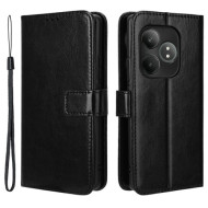 For Realme GT Neo6 SE 5G / Neo6 5G / GT 6 5G / GT 6T 5G Case Wallet Crazy Horse Texture Magnetic Phone Cover - Black