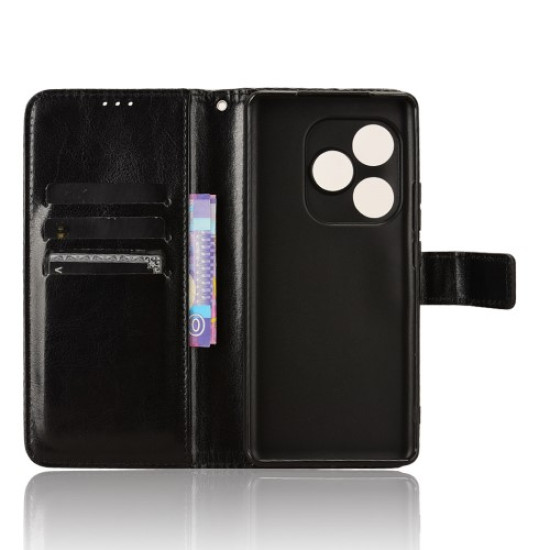 For Realme GT Neo6 SE 5G / Neo6 5G / GT 6 5G / GT 6T 5G Case Wallet Crazy Horse Texture Magnetic Phone Cover - Black Oppo Realme Cases Mobile