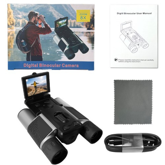 DT10 2.0" IPS LCD Screen Display Binoculars 10X HD Video Photo Recorder Binoculars for Bird Watching  - Black Gadgets - Toys - Hobby