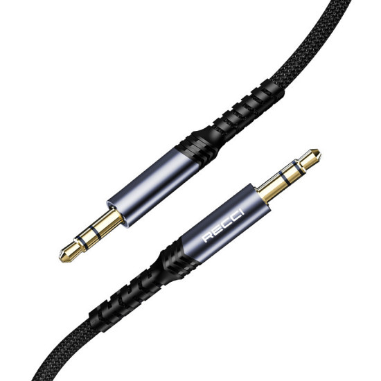 Recci Aux Cable 3.5mm male - 3.5mm male 1m - Black Cables Adapters & Chargers