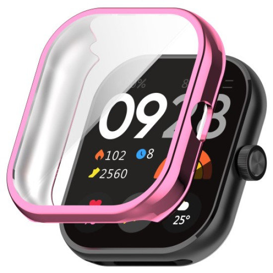 For Xiaomi Redmi Watch 4 TPU Watch Protective Case Electroplating Anti-drop Frame - Pink Gadgets - Toys - Hobby