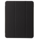 For iPad Pro 13 (2024) Tablet Case TPU+Acrylic+PU Drop Protection Cover with Tri-fold Stand - Black Apple Cases Tablet