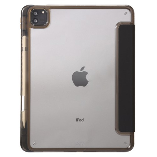 For iPad Pro 13 (2024) Tablet Case TPU+Acrylic+PU Drop Protection Cover with Tri-fold Stand - Black Apple Cases Tablet
