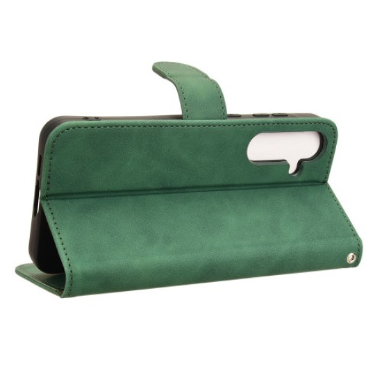 For Samsung Galaxy A35 5G Leather Case Flip Phone Cover with Wallet Stand - Green Samsung Cases Mobile