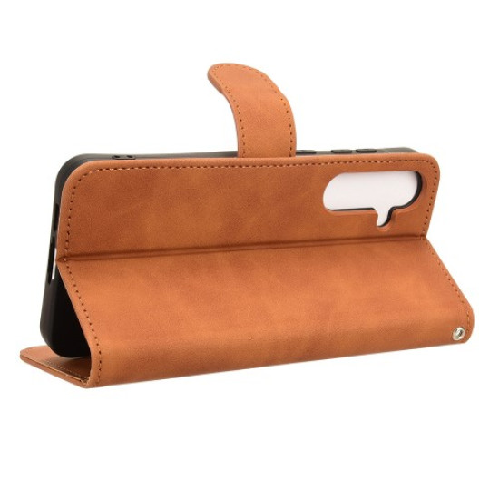 Θήκη Πορτοφόλι με Βάση Στήριξης (Όψη Δέρματος) για Samsung Galaxy A35 5G - Καφέ Samsung Θήκες Κινητών