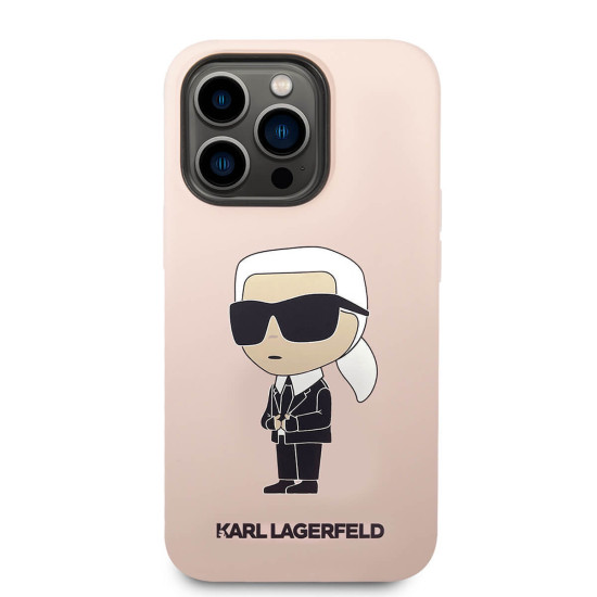 Karl Lagerfeld Liquid Silicone Ikonik NFT Case for iPhone 15 Pro - Pink Apple Cases Mobile