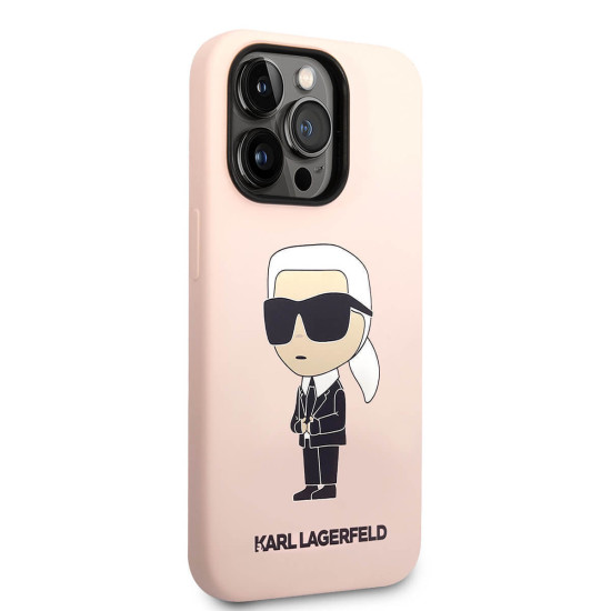 Karl Lagerfeld Liquid Silicone Ikonik NFT Case for iPhone 15 Pro - Pink Apple Cases Mobile