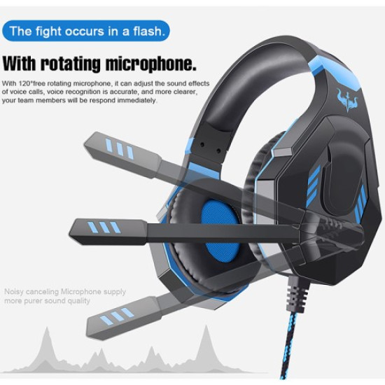 OVLENG OV-P30 Ergonomic Design E-sports Gaming Headphone 3.5mm Wired Over-Ear Headset with Rotation Microphone - Black  /  Blue Bluetooth / Headsets / Speakers